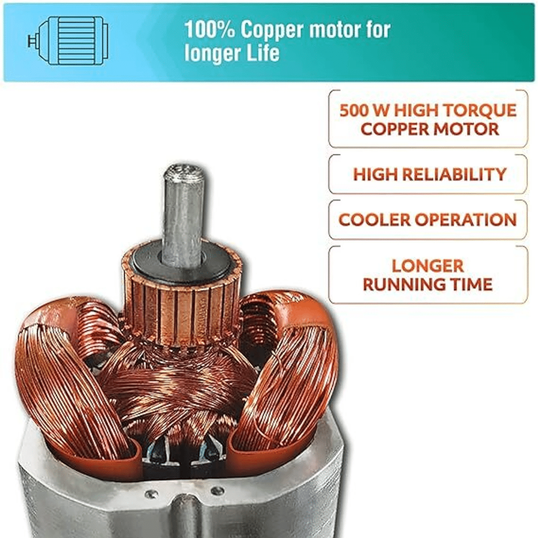 USHA Spin Pro 500W Mixer Grinder | 3 Jars | Multi-Color | Powerful Motor | Kitchen Essential - Image 4