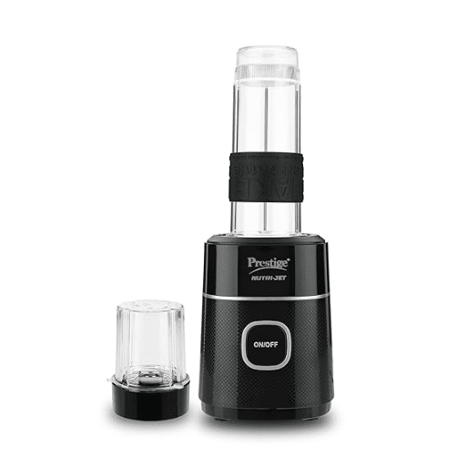 Prestige Nutri-Jet 450W Mixer Grinder | 2 Jars with Sipper & Cover Lid (Black)