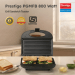 Prestige PGMFB 800-Watt Electric Grill Sandwich Toaster with Fixed Non-Stick Grill Plates, Heat Resistant Bakelite Body & Indicator Lights (Black) - Image 2
