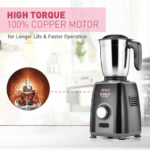 USHA Colt Prime Mixer Grinder, 500W | Powerful 100% Copper Motor | 3 Rust-Resistant Stainless Steel Jars & Blades | Uniform Grinding | 5-Year Motor Warranty (Black/Blue) - Image 3