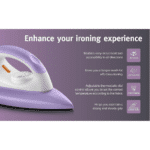 USHA Armor 1100-Watt Dry Iron with Shock-Proof Plastic Body, Non-Stick Soleplate, Overheat Safety Shutoff & 180° Swivel Cord | 2-Year Warranty (Purple & White) - Image 3