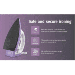 USHA Armor 1100-Watt Dry Iron with Shock-Proof Plastic Body, Non-Stick Soleplate, Overheat Safety Shutoff & 180° Swivel Cord | 2-Year Warranty (Purple & White) - Image 4
